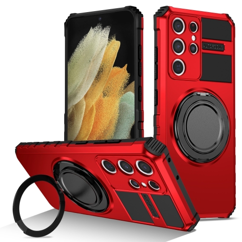 

For Samsung Galaxy S21 Ultra 5G Rotating Magnetic Holder Phone Case(Red)