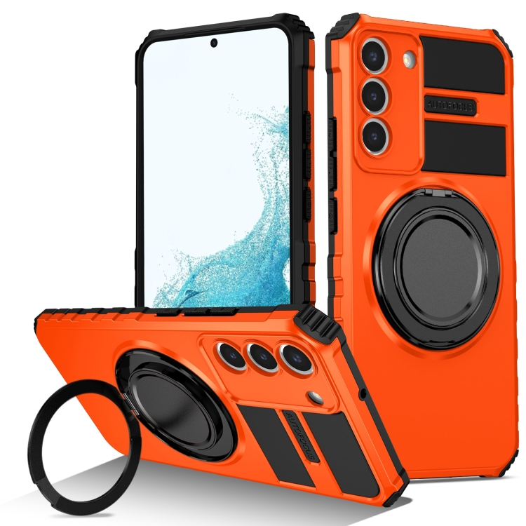 

For Samsung Galaxy S22+ 5G Rotating Magnetic Holder Phone Case(Orange)