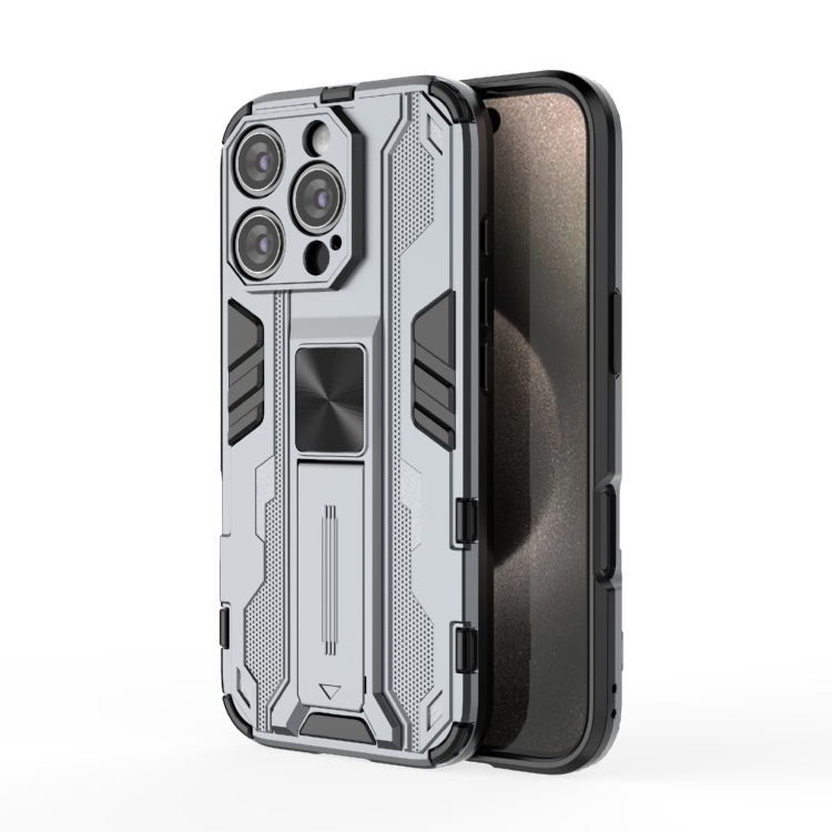 

For iPhone 16 Pro Supersonic PC + TPU Holder Phone Case(Grey)