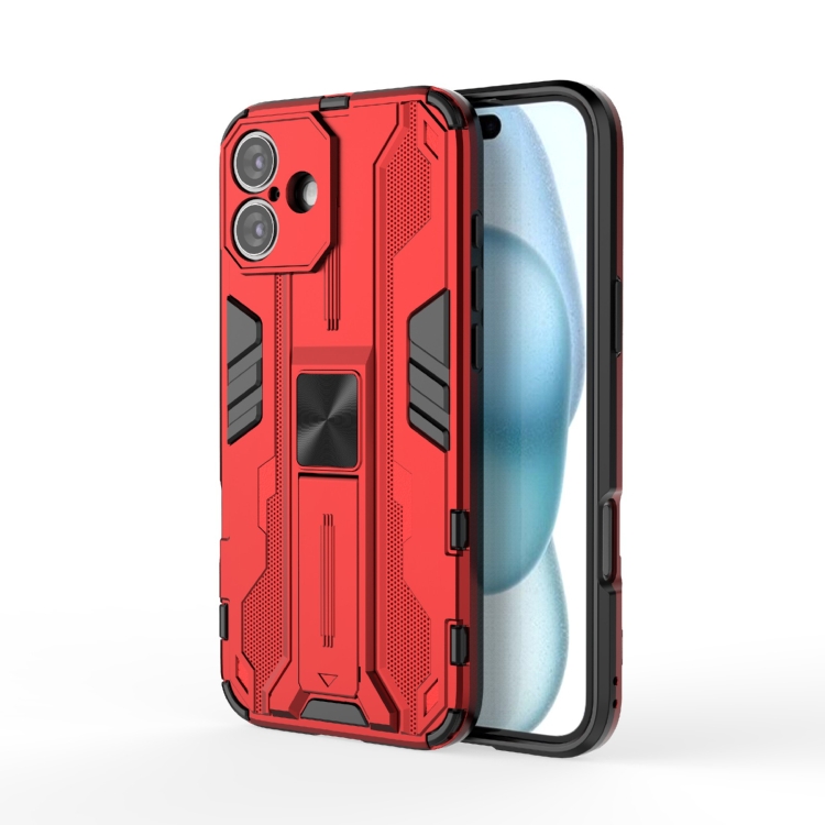 

For iPhone 16 Plus Supersonic PC + TPU Holder Phone Case(Red)