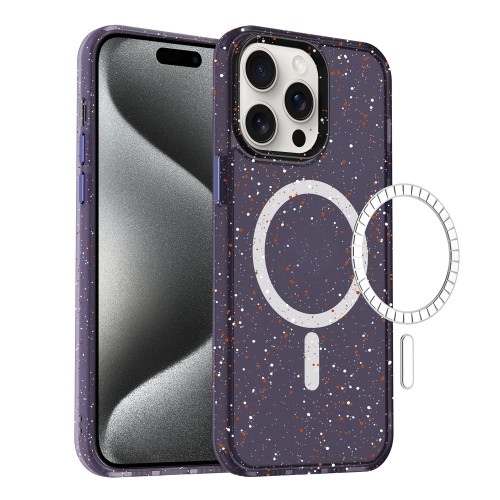 

For iPhone 15 Pro Colorful Ink-splash Magsafe PC Hybrid TPU Phone Case(Purple)