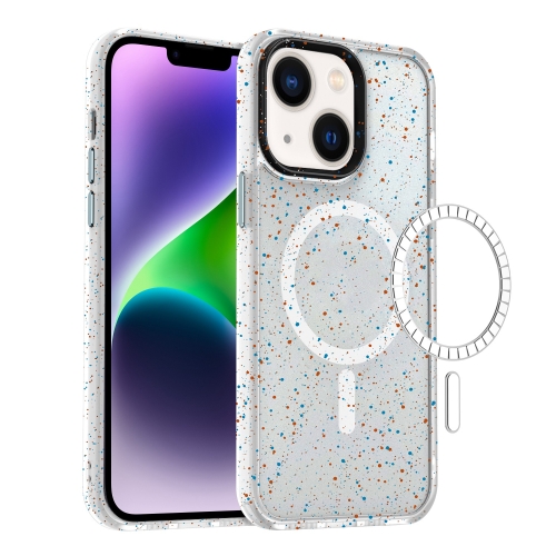 

For iPhone 14 Colorful Ink-splash Magsafe PC Hybrid TPU Phone Case(White)