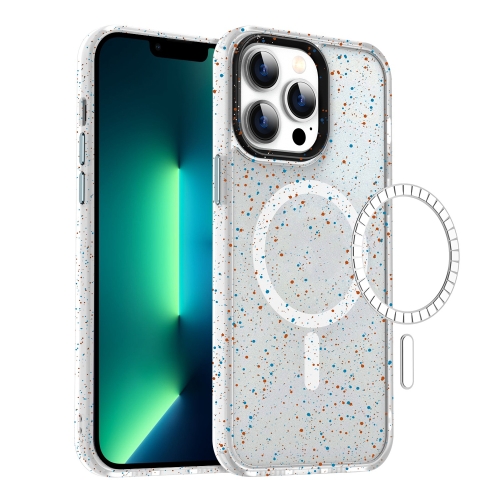 

For iPhone 13 Pro Max Colorful Ink-splash Magsafe PC Hybrid TPU Phone Case(White)