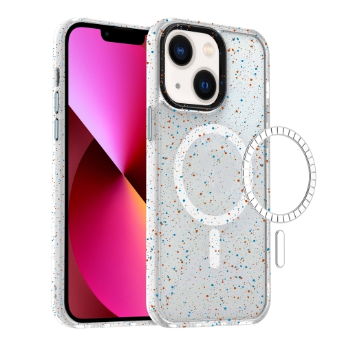 

For iPhone 13 Colorful Ink-splash Magsafe PC Hybrid TPU Phone Case(White)