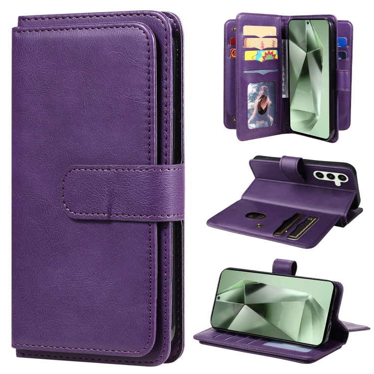 

For Samsung Galaxy S24 FE 5G Multi-Function Wallet 10 Card Slots Leather Phone Case(Violet)