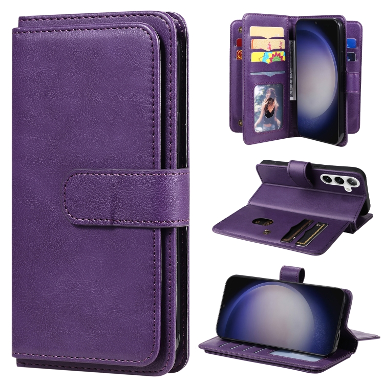 

For Samsung Galaxy S25 / S24 5G Multi-Function Wallet 10 Card Slots Leather Phone Case(Violet)