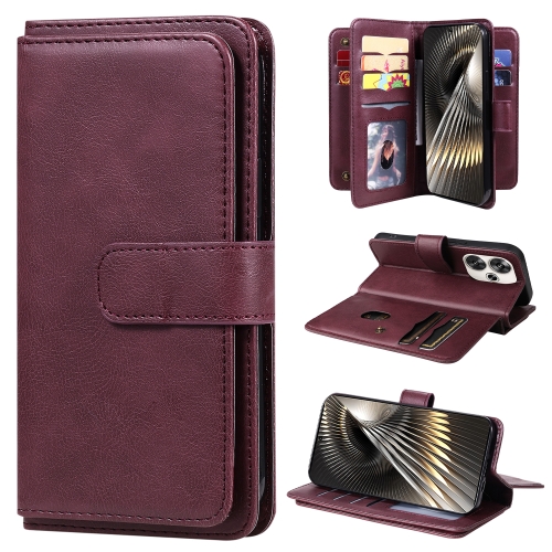 

For Xiaomi Poco F6 Multi-Function Wallet 10 Card Slots Leather Phone Case(Claret)