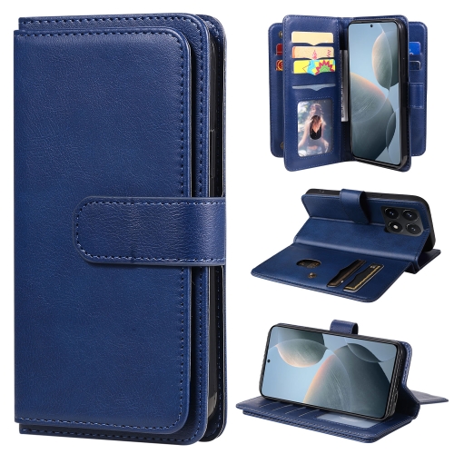 

For Xiaomi 14T Multi-Function Wallet 10 Card Slots Leather Phone Case(Dark Blue)