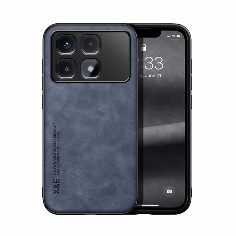 

For Redmi K70 Ultra Skin Feel Magnetic Leather Back Phone Case(Blue)