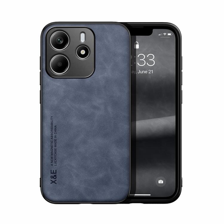 

For Redmi Note 14 5G Global Skin Feel Magnetic Leather Back Phone Case(Blue)