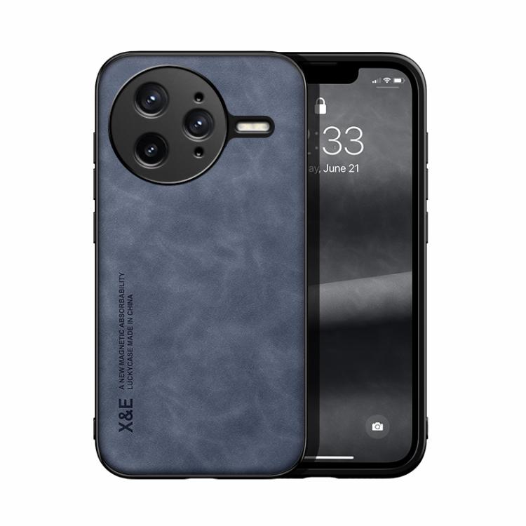 

For Redmi K80 Pro Skin Feel Magnetic Leather Back Phone Case(Blue)