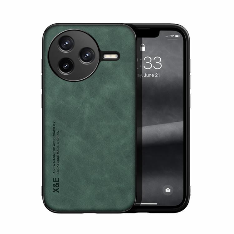

For Redmi K80 Skin Feel Magnetic Leather Back Phone Case(Green)