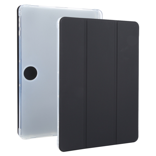 

For OnePlus Pad 2 Tri-fold Clear TPU Smart Leather Tablet Case with Pen Slot(Black)