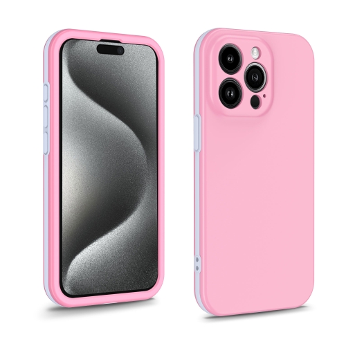

For iPhone 15 Pro Max Two Color Full Protective 3-in-1 Phone Case(Pink)