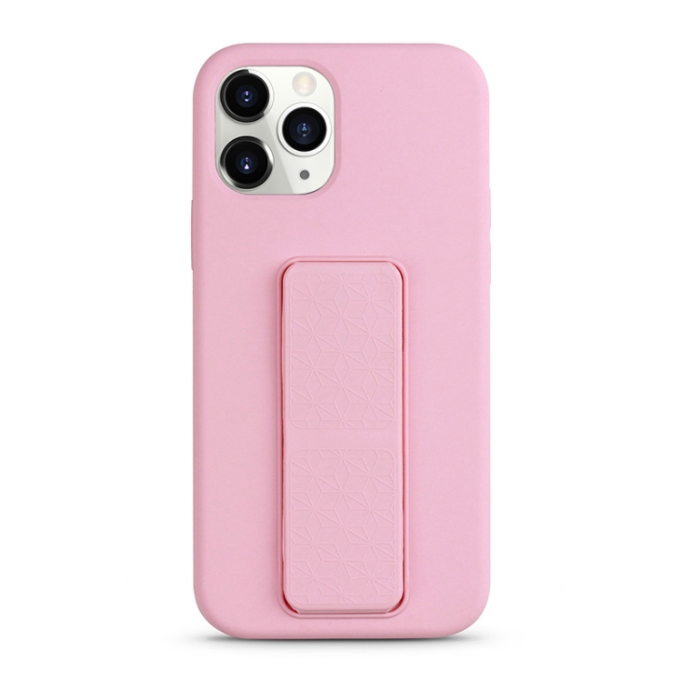 

For iPhone 11 Pro Liquid Silicone Holder Phone Case(Pink)
