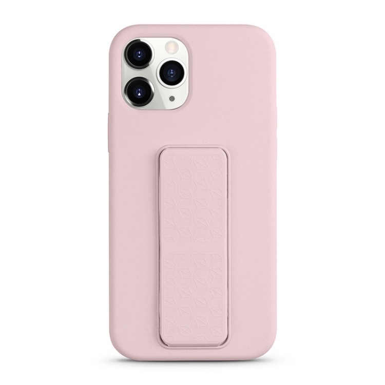 

For iPhone 11 Pro Max Liquid Silicone Holder Phone Case(Sand Pink)