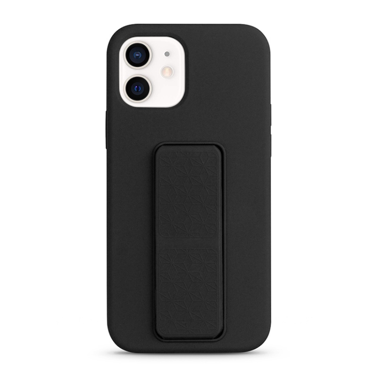 

For iPhone 12 Liquid Silicone Holder Phone Case(Black)