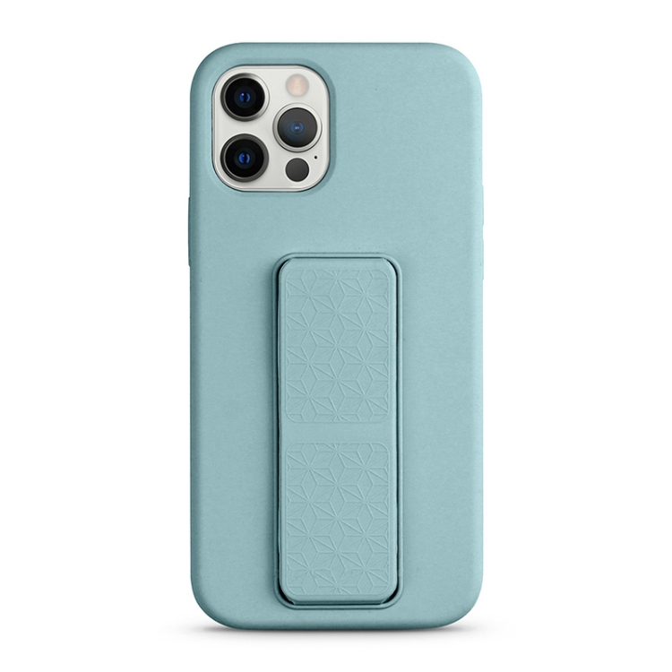 

For iPhone 12 Pro Liquid Silicone Holder Phone Case(Sky Blue)