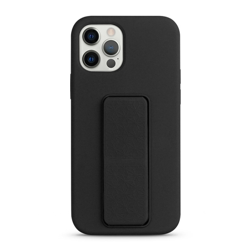 

For iPhone 12 Pro Max Liquid Silicone Holder Phone Case(Black)