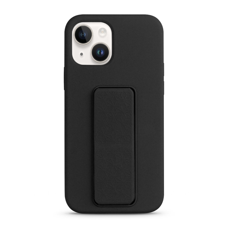 

For iPhone 14 Plus Liquid Silicone Holder Phone Case(Black)