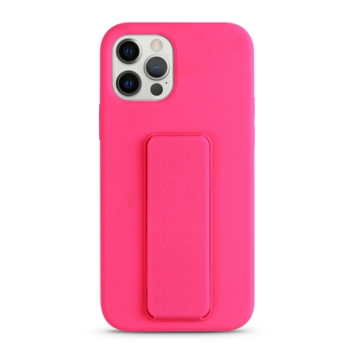 

For iPhone 14 Pro Max Liquid Silicone Holder Phone Case(Brilliant Pink)