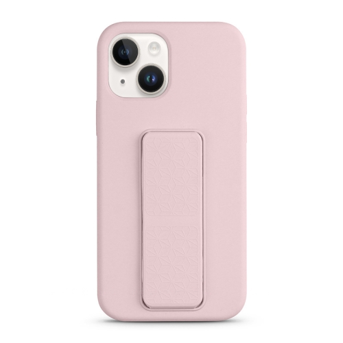 

For iPhone 15 Liquid Silicone Holder Phone Case(Sand Pink)