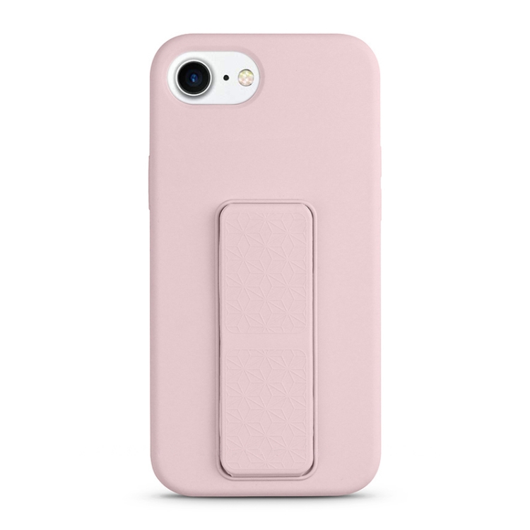 For iPhone SE 2022 SE 2020 Liquid Silicone Holder Phone Case(Sand  Pink)