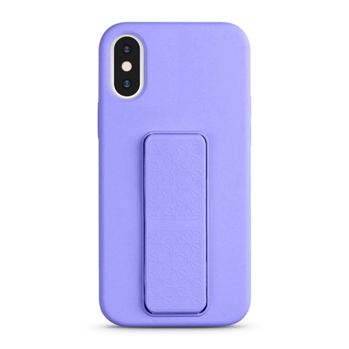 

For iPhone XS / X Liquid Silicone Holder Phone Case(Light Purple)