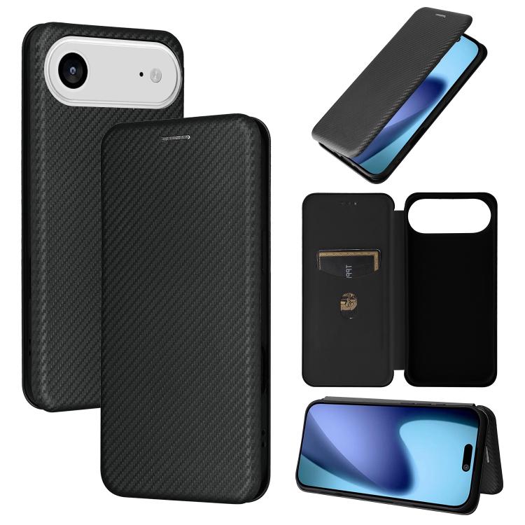

For iPhone 17 Air Carbon Fiber Texture Flip Leather Phone Case(Black)