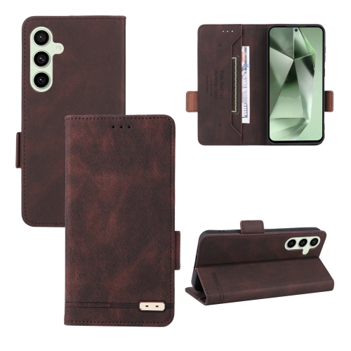 

For Samsung Galaxy S24 FE 5G Magnetic Clasp Leather Phone Case(Brown)