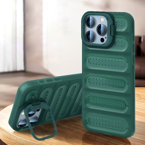 

For iPhone 11 Pro Max Invisible Holder Cooling Phone Case(Transparent Green)