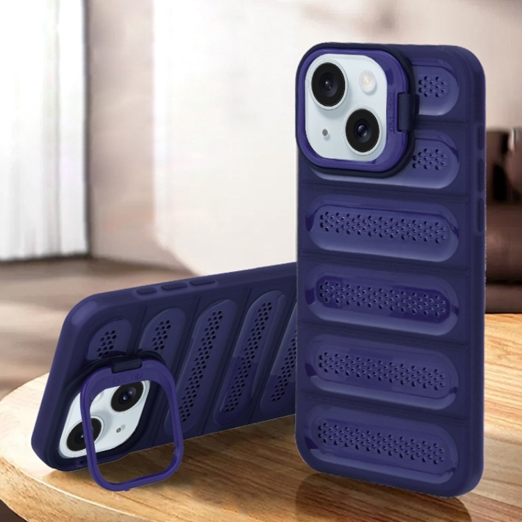 

For iPhone 14 / 13 Invisible Holder Cooling Phone Case(Transparent Purple)