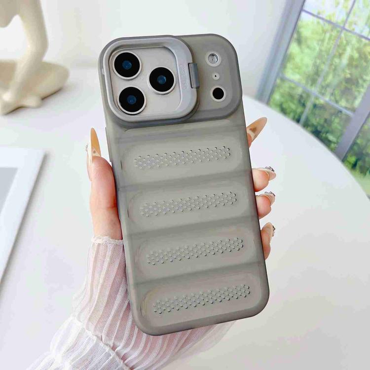 

For iPhone 17 Pro Invisible Holder Cooling Phone Case(Transparent Grey)