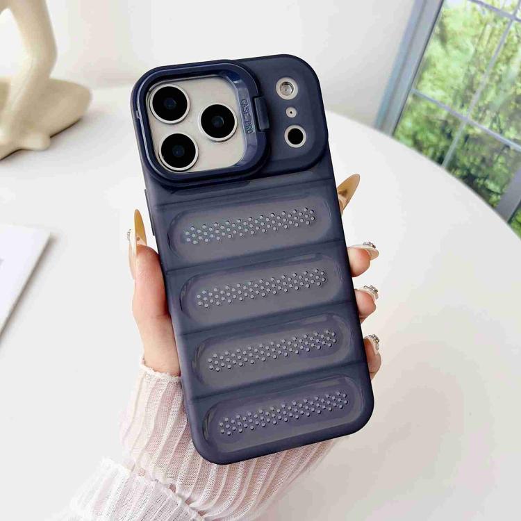

For iPhone 17 Pro Invisible Holder Cooling Phone Case(Transparent Blue)