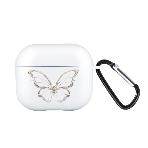 

For AirPods 3 Wireless Earphones TPU Painted Protective Case(White Hollow Butterfly)