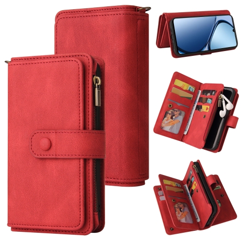 

For Realme C63 / C61 / Note 60 Skin Feel Multi Card Slots Zipper Wallet Leather Phone Case(Red)