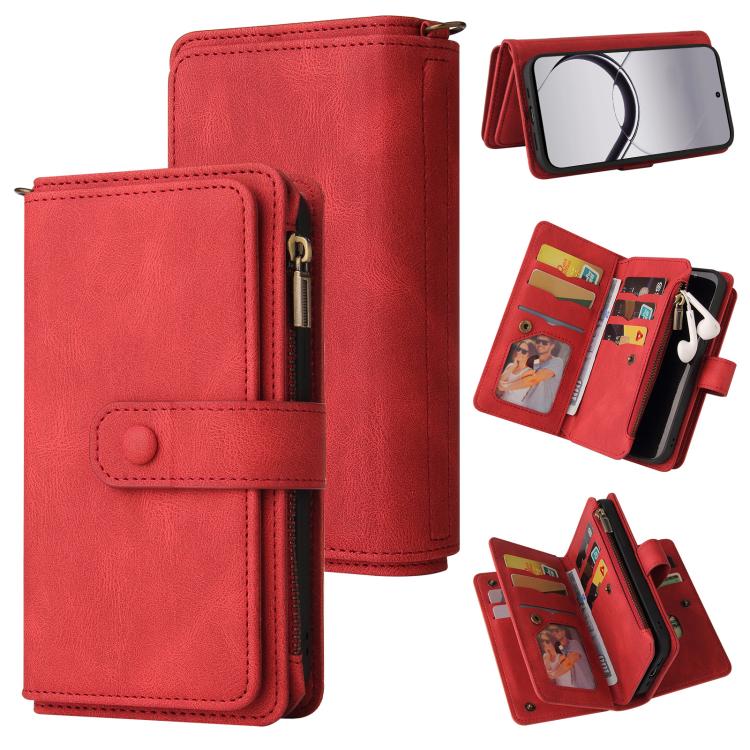 For Realme 16T 5G Skin Feel Multi Card Slots Zipper Wallet Leather Phone Case(Red)