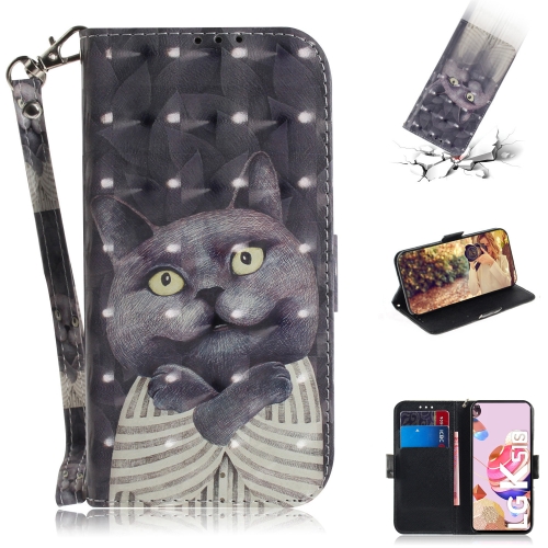 

For LG K41S / K51S 3D Colored Drawing Horizontal Flip Leather Case with Holder & Card Slots & Wallet & Lanyard(Hug Cat)