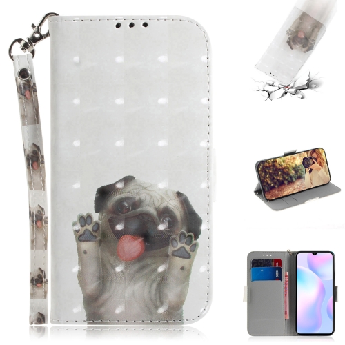 

For Xiaomi Redmi 9A 3D Colored Drawing Horizontal Flip Leather Case with Holder & Card Slots & Wallet & Lanyard(Pug)