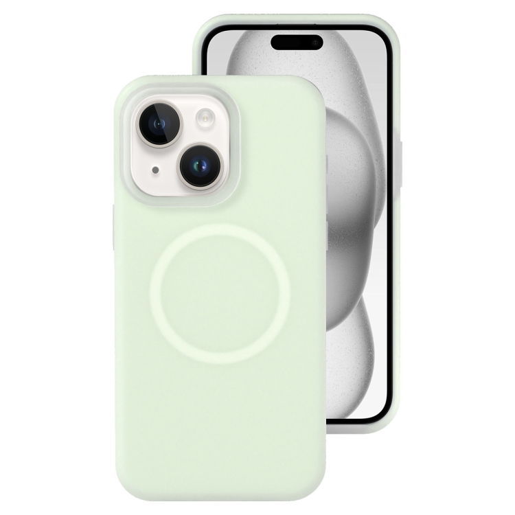 

For iPhone 15 Jelly Liquid Silicone MagSafe Magnetic Phone Case(Mint Mambo)
