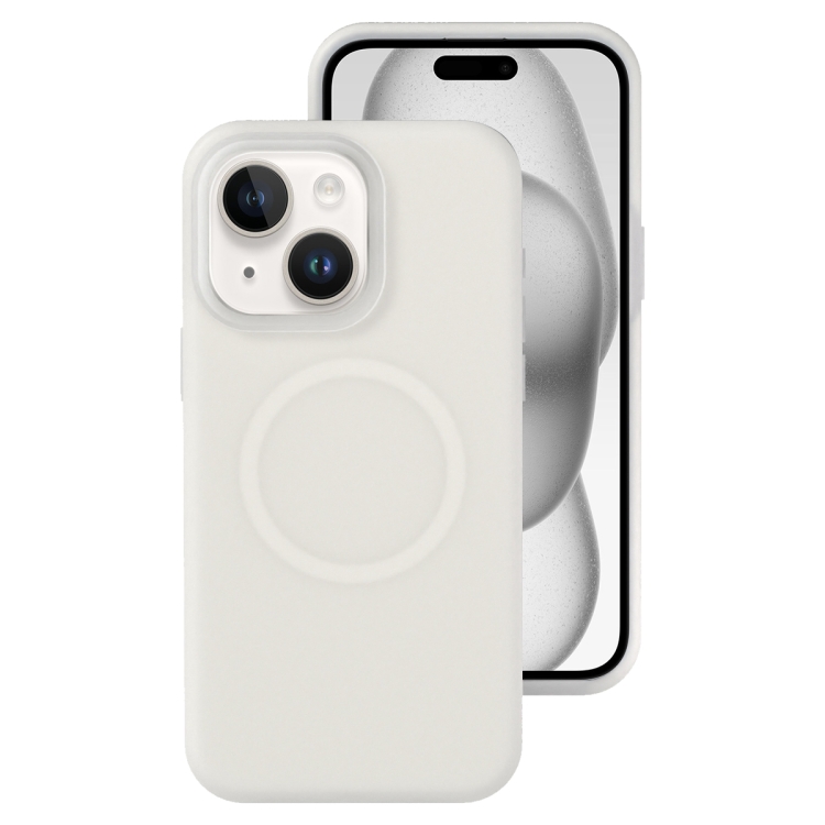 

For iPhone 15 Jelly Liquid Silicone MagSafe Magnetic Phone Case(White)