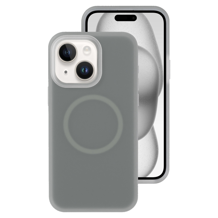 

For iPhone 15 Jelly Liquid Silicone MagSafe Magnetic Phone Case(Grey)