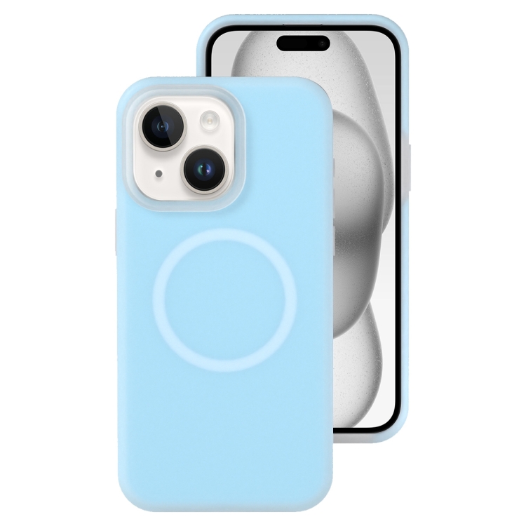

For iPhone 15 Jelly Liquid Silicone MagSafe Magnetic Phone Case(Blue)