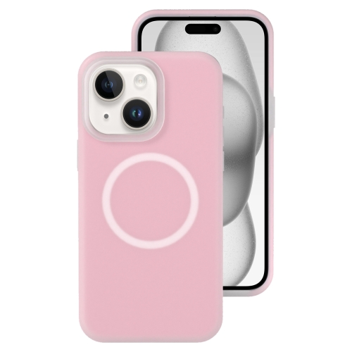 

For iPhone 15 Jelly Liquid Silicone MagSafe Magnetic Phone Case(Sand Pink)