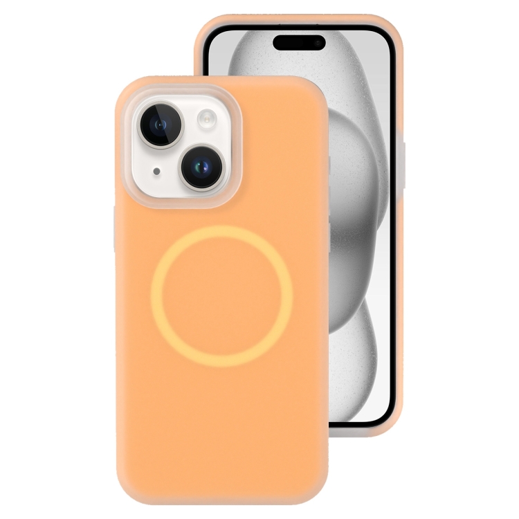 

For iPhone 15 Plus Jelly Liquid Silicone MagSafe Magnetic Phone Case(Orange)