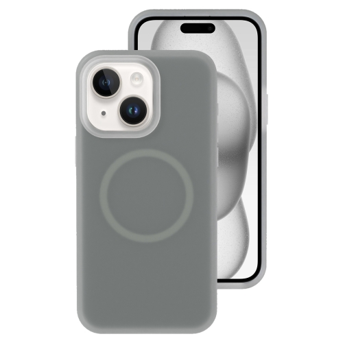 

For iPhone 15 Plus Jelly Liquid Silicone MagSafe Magnetic Phone Case(Grey)