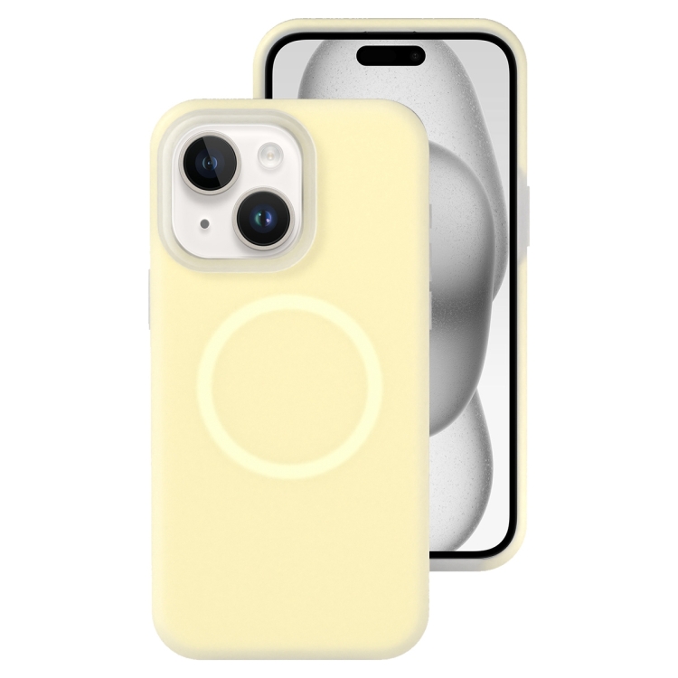 

For iPhone 15 Plus Jelly Liquid Silicone MagSafe Magnetic Phone Case(Yellow)