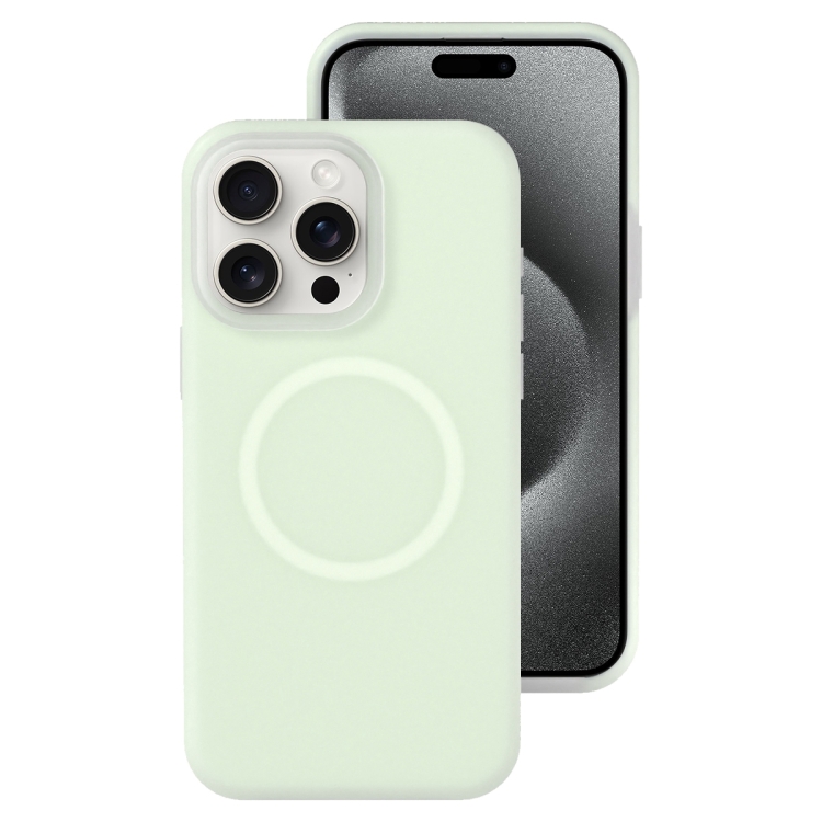 

For iPhone 15 Pro Jelly Liquid Silicone MagSafe Magnetic Phone Case(Mint Mambo)