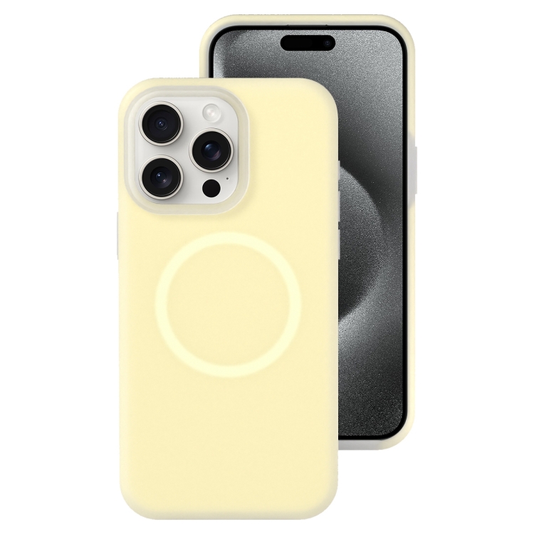 

For iPhone 15 Pro Jelly Liquid Silicone MagSafe Magnetic Phone Case(Yellow)