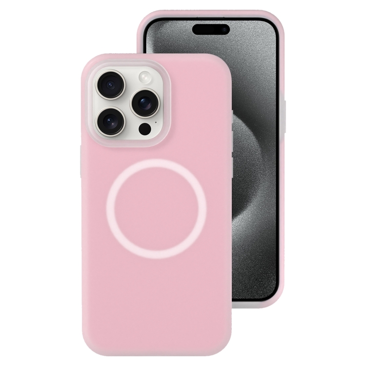 

For iPhone 15 Pro Jelly Liquid Silicone MagSafe Magnetic Phone Case(Sand Pink)